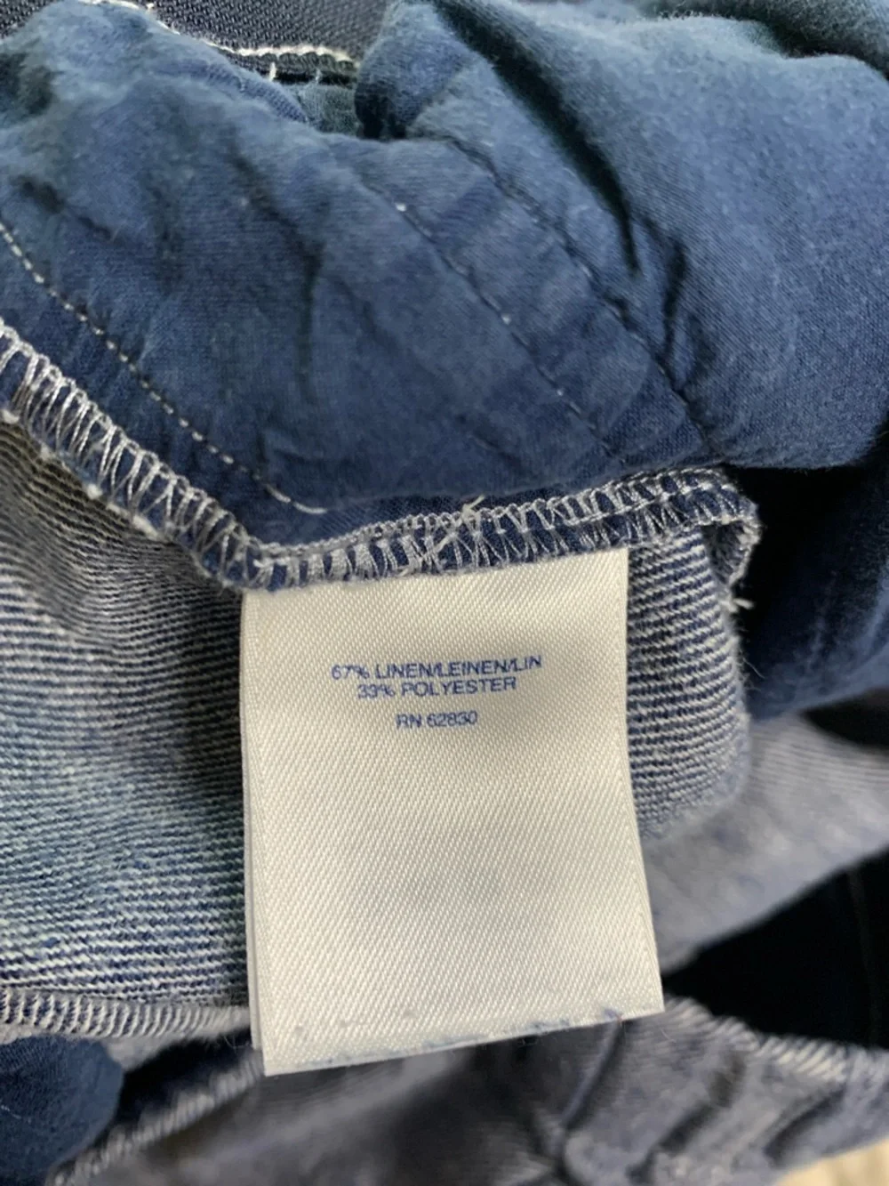 linen blend blue Chambray pull on wideleg mid-rise pull on pant lands’ End 10 - Picture 11 of 11